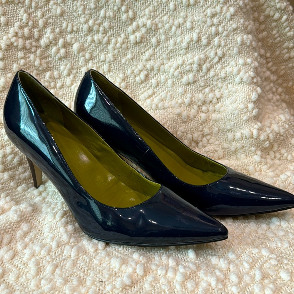 Size 11 B Cole Haan patent blue pumps.